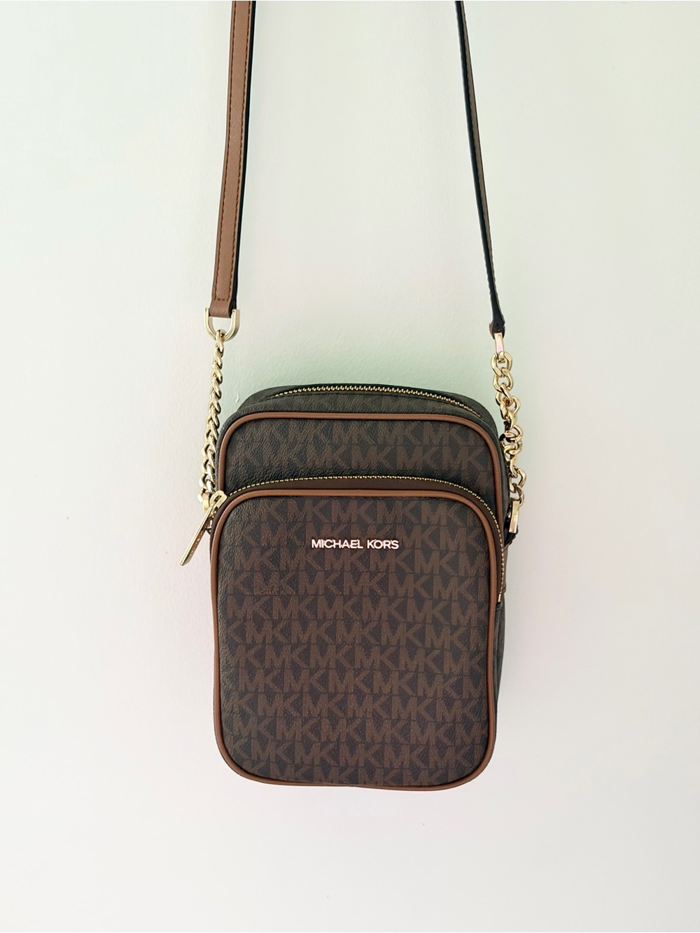 Michael Kors Brown Jet Set Monogram Camera Bag